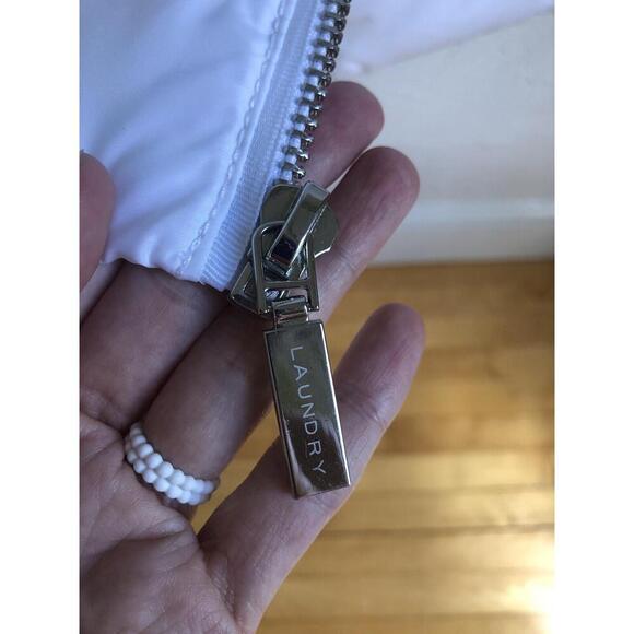 LAUNDRY BY SHELLI SEGAL NWOT Size L White Puffer Coat Detachable Gray Faux Fur - Picture 7 of 14